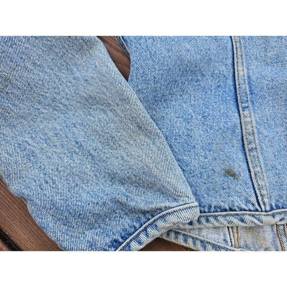 Faconnable Denim Jean Jacket Womens Large Button Blue Trucker Long Sleeve Y2K - Picture 9 of 11